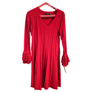 Nina Leonard red sweater dress